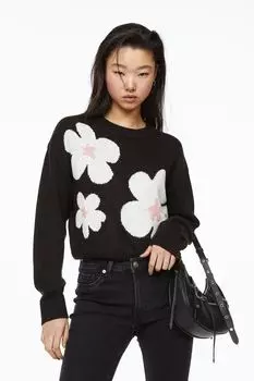 Свитер H&amp;M, черный/цветы