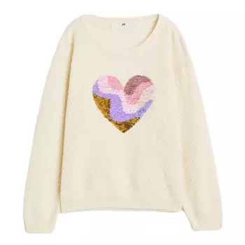 Свитер H&amp;M Heart, кремовый