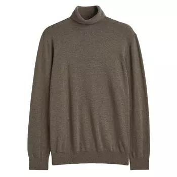 Свитер H&amp;M Slim Fit Fine-knit Turtleneck, коричневый меланж