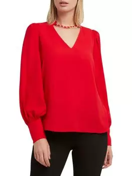 Свитер H Halston с вырезом на цепочке, красный