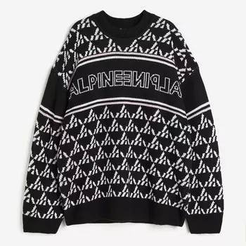 Свитер H&M Oversized Jacquard-knit Alpine, черный