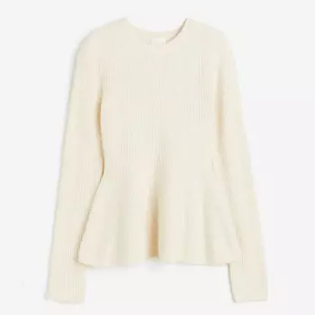 Свитер H&M Rib-knit Peplum, кремовый