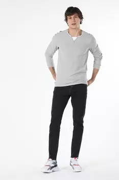 Свитер Henley тонкой вязки Colin'S, серый