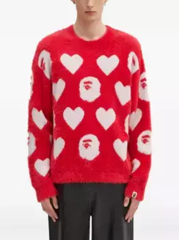Свитер I Love Bape с монограммой A BATHING APE, красный