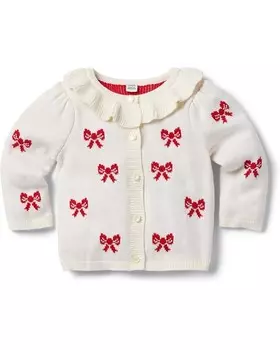Свитер Janie and Jack Bow Icon Ruffle Cardigan, кремовый