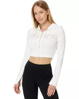 Свитер Juicy Couture Fitted Cropped Two Way Zip Hooded, цвет Angel