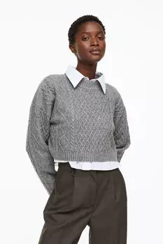 Свитер косички H&M, серый