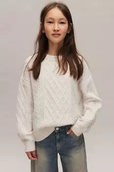 Свитер косой вязки H&M, бежевый