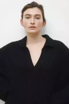 Свитер косой вязки H&M, черный