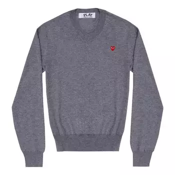 Свитер l/s basic t-shirt small red emblem 'grey' Comme Des Garcons Play, серый