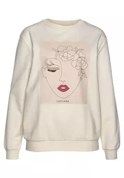Свитер LASCANA Sweatshirt, цвет hellbeige-natur-hellrosa