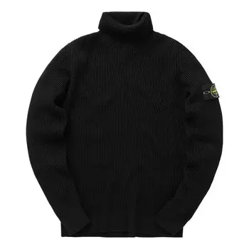 Свитер logo patch turtleneck sweater 'black' Stone Island, черный