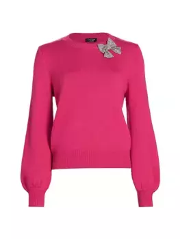 Свитер Mainline с бантом и кристаллами Kate Spade New York, цвет pom pom pink