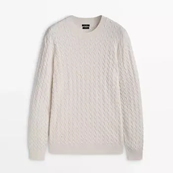 Свитер Massimo Dutti Cable Knit, бежевый