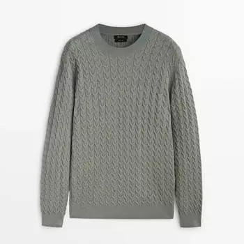 Свитер Massimo Dutti Cable Knit, зеленый