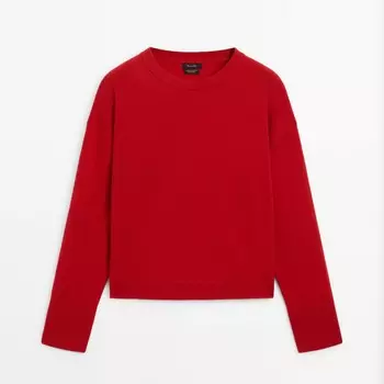 Свитер Massimo Dutti Cashmere Crew Neck, красный
