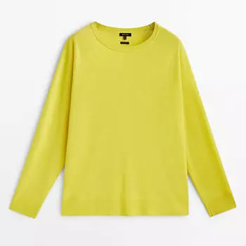 Свитер Massimo Dutti Crew Neck, лимонный