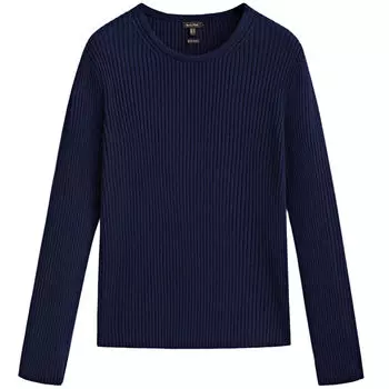 Свитер Massimo Dutti Crew Neck Ribbed, темно-синий