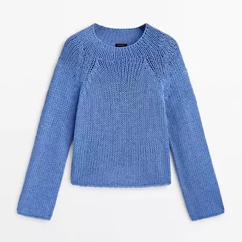 Свитер Massimo Dutti Cropped Knit, синий