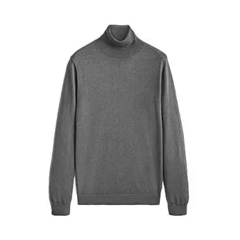 Свитер Massimo Dutti High Neck Cotton, Cashmere And Silk, антрацитово-серый