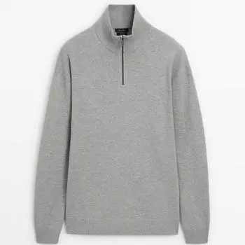 Свитер Massimo Dutti Mock Neck Knit Sweater, серый