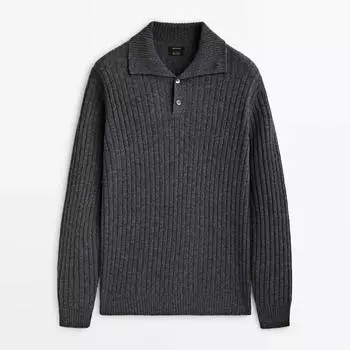 Свитер Massimo Dutti Ribbed Knit, серый
