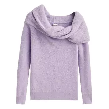 Свитер Massimo Dutti Studio Double Collar Detail, сиреневый