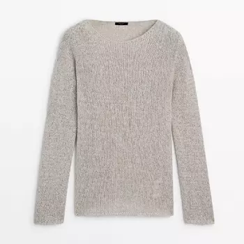 Свитер Massimo Dutti Twisted-yarn-effect Knit, светло-серый