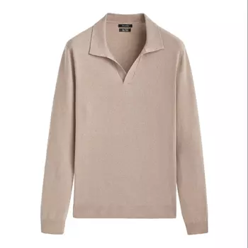 Свитер Massimo Dutti Wool And Cashmere Blend Polo, бежевый