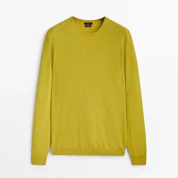 Свитер Massimo Dutti Wool Blend Crew Neck, желтый