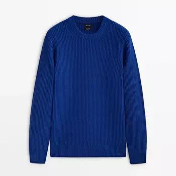 Свитер Massimo Dutti Wool Blend Crew Neck, синий