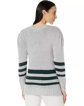 Свитер Mod-o-doc Cozy Sweater Long Puff Sleeve Stripe Top, цвет Heather Grey