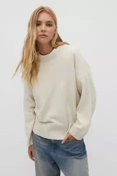 Свитер мягкой фактурной вязки Stradivarius, бежевый