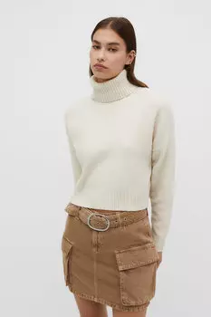 Свитер мягкой фактурной вязки Stradivarius, бежевый