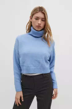 Свитер мягкой фактурной вязки Stradivarius, синий