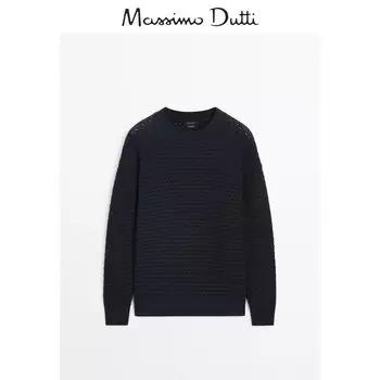 Свитер мужской Massimo Dutti с круглым вырезом, темно-синий