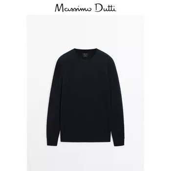 Свитер мужской Massimo Dutti с круглым вырезом, темно-синий