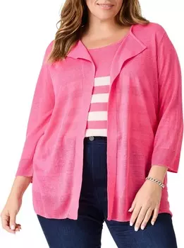 Свитер NIC+ZOE Plus Size Featherweight Flyaway Cardigan, цвет Wild Pink