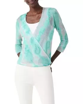 Свитер NIC+ZOE Watercolor Waves 4-Way Cardigan, цвет Aqua Multi