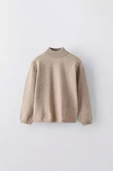 Свитер однотяжной вязки ZARA, песок/мергель