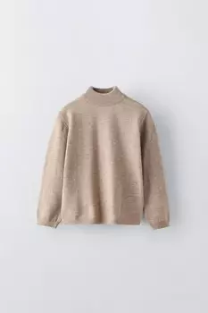 Свитер однотяжной вязки ZARA, песок/мергель