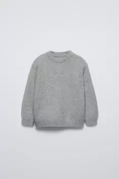 Свитер однотяжной вязки ZARA, серый мергель