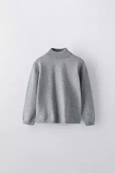 Свитер однотяжной вязки ZARA, серый мергель