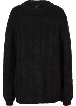 Свитер оверсайз косой вязки Bpc Bonprix Collection, черный
