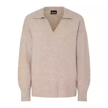 Свитер Pieces Malou v neck, бежевый