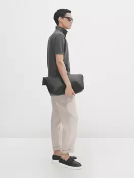 Свитер поло из хлопкового трикотажа Massimo Dutti, синий