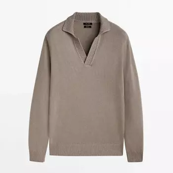 Свитер-поло Massimo Dutti, коричневый