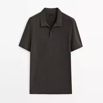 Свитер-поло Massimo Dutti Short Sleeve Cotton, коричневый