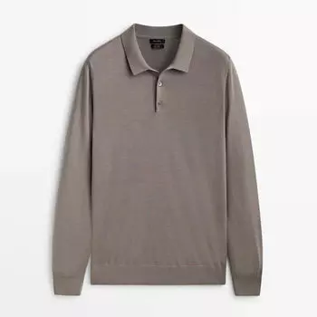 Свитер-поло Massimo Dutti, темно-бежевый
