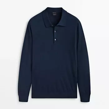 Свитер-поло Massimo Dutti, темно-синий